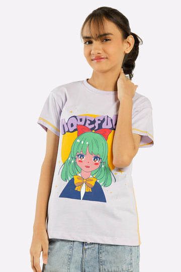 Lilac Graphic Print Girls T-Shirt