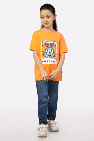 Bunny Printed Girls T-Shirt