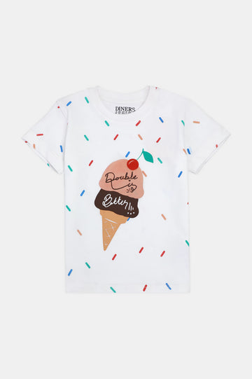 White Graphic Girls T-Shirt
