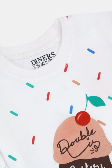 White Graphic Girls T-Shirt