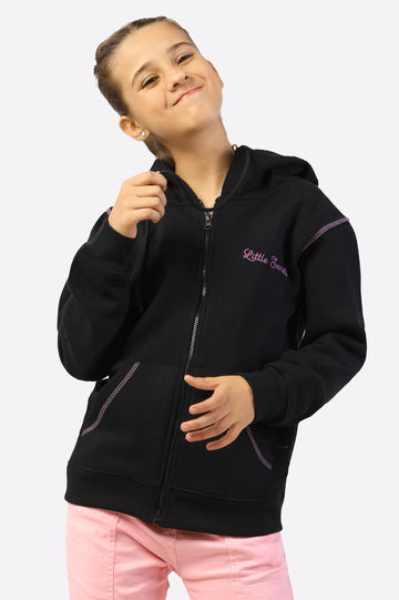 Black Printed Girls Hoodie