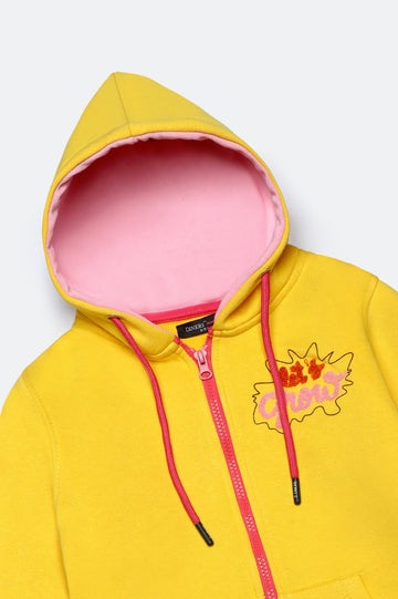 Mustard Graphic Girls Hoodie