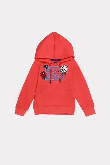 Light Pink Embroidered Girls Hoodie