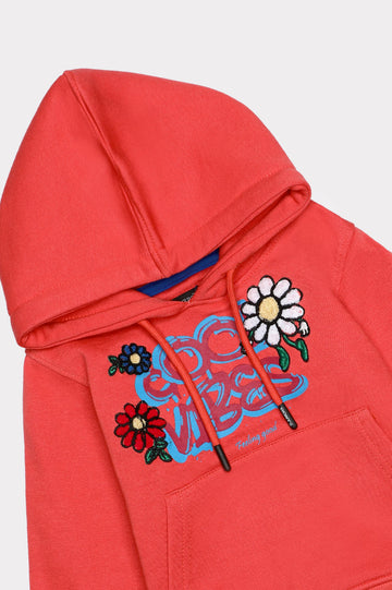 Light Pink Embroidered Girls Hoodie