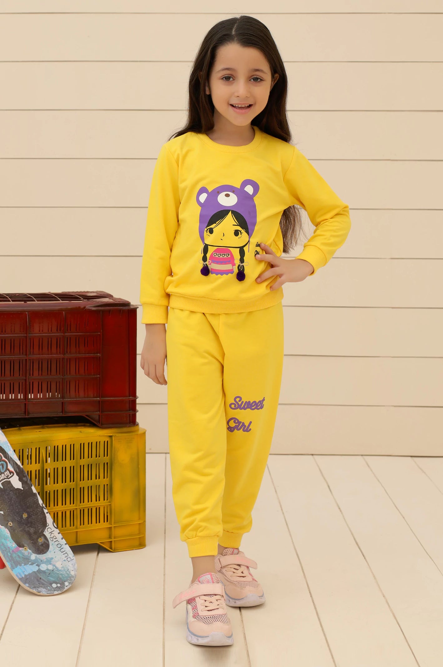 Yellow Girls Sweatshirt with Trouser From Diners