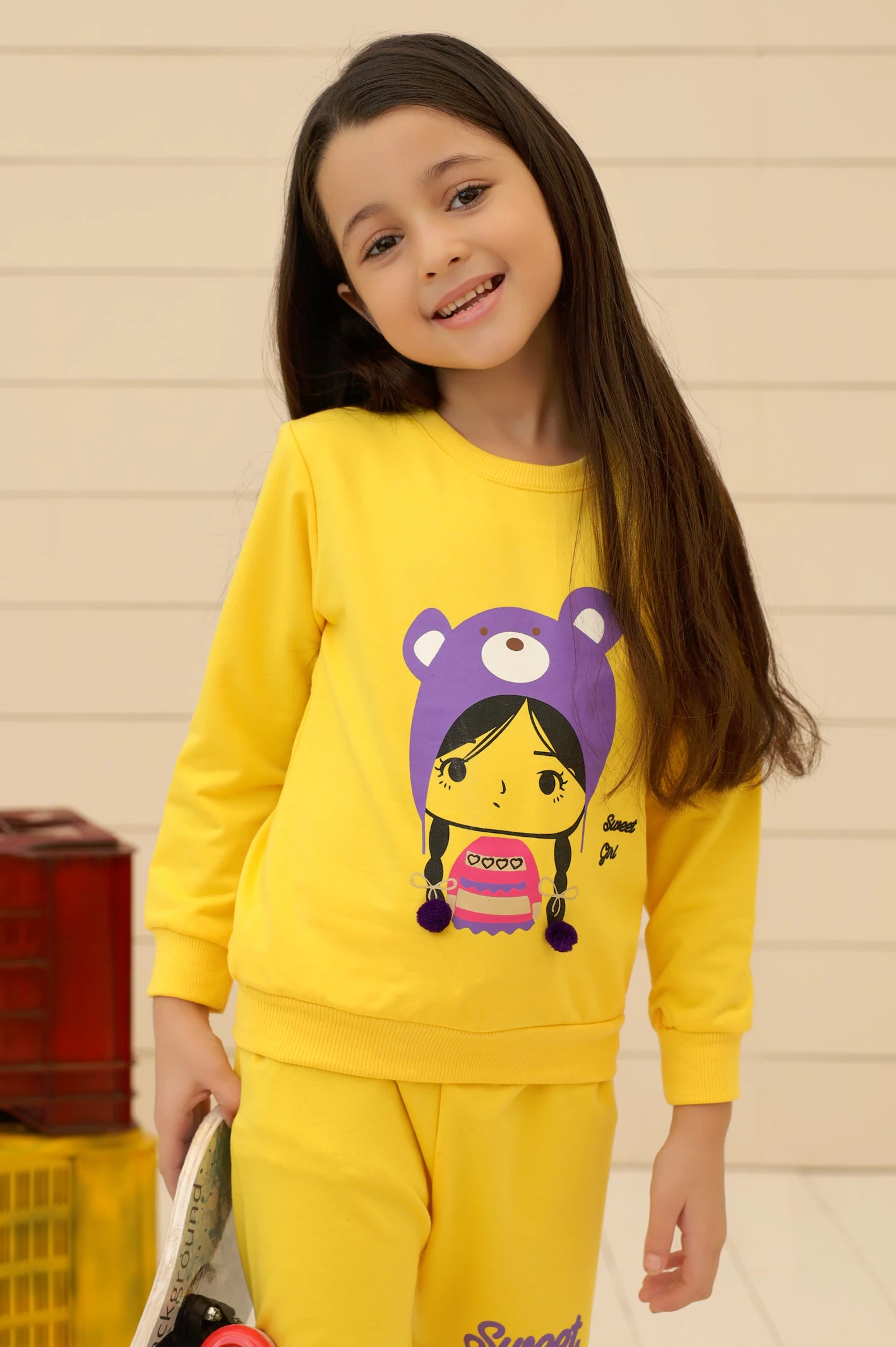 Yellow Girls Sweatshirt with Trouser From Diners