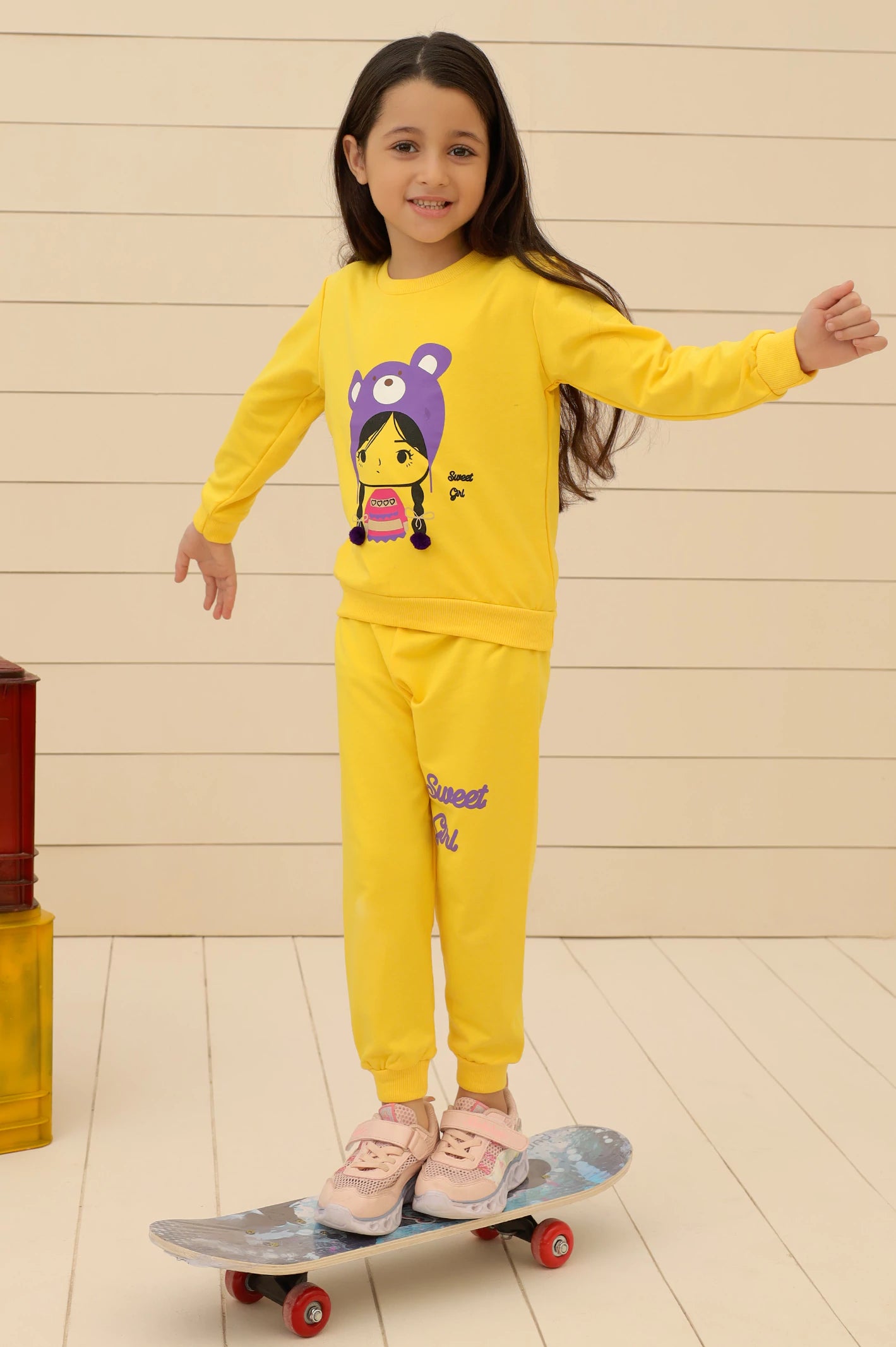 Yellow Girls Sweatshirt with Trouser From Diners