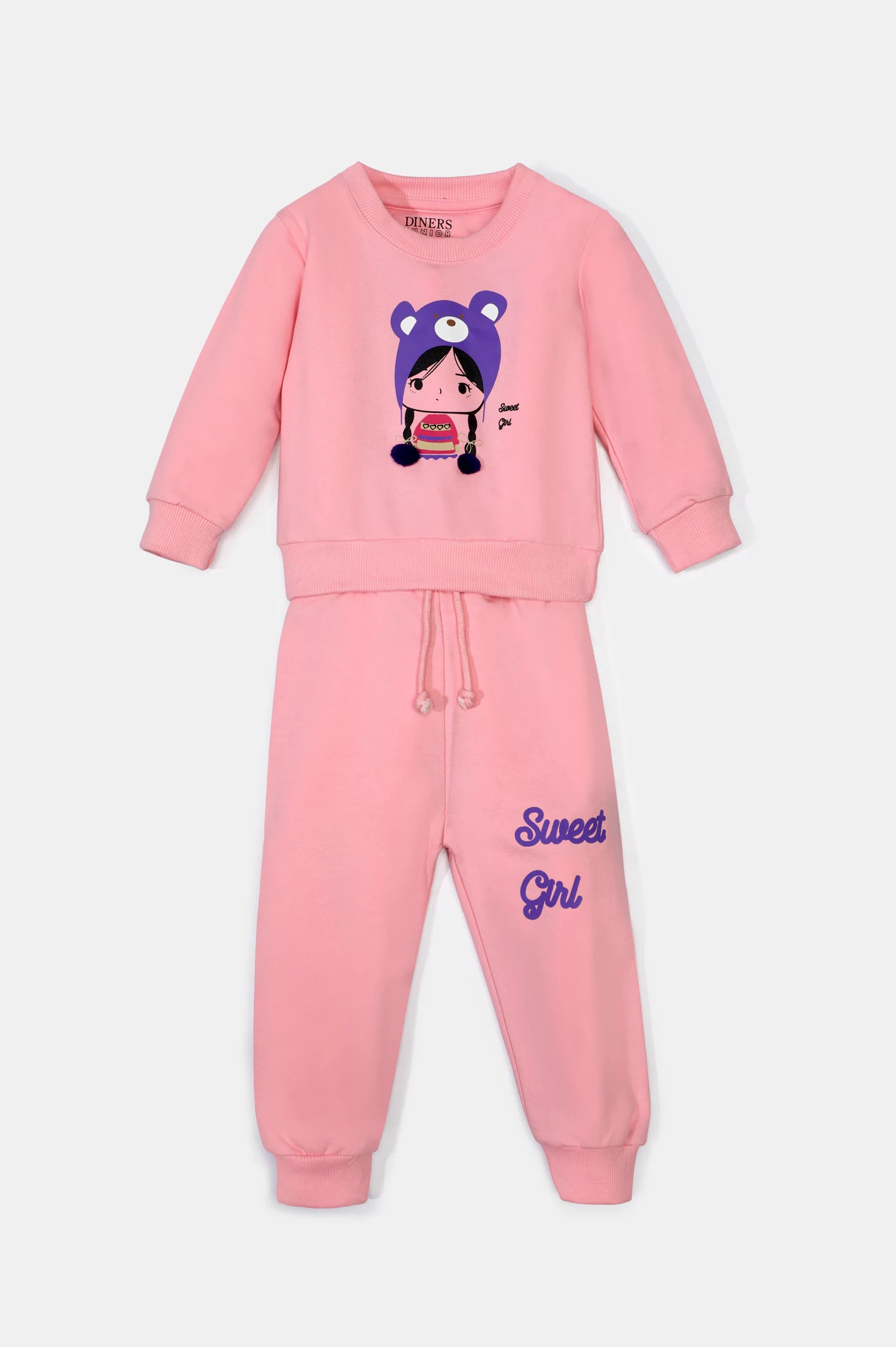 Pink Graphic Printed Girls Combo From Diners