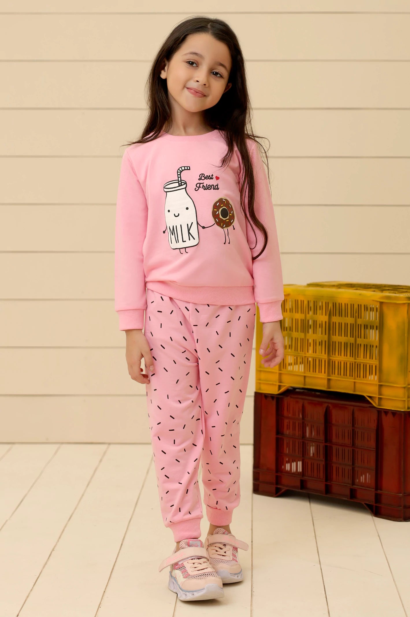 Pink Girls Sweatshirt with Trouser From Diners