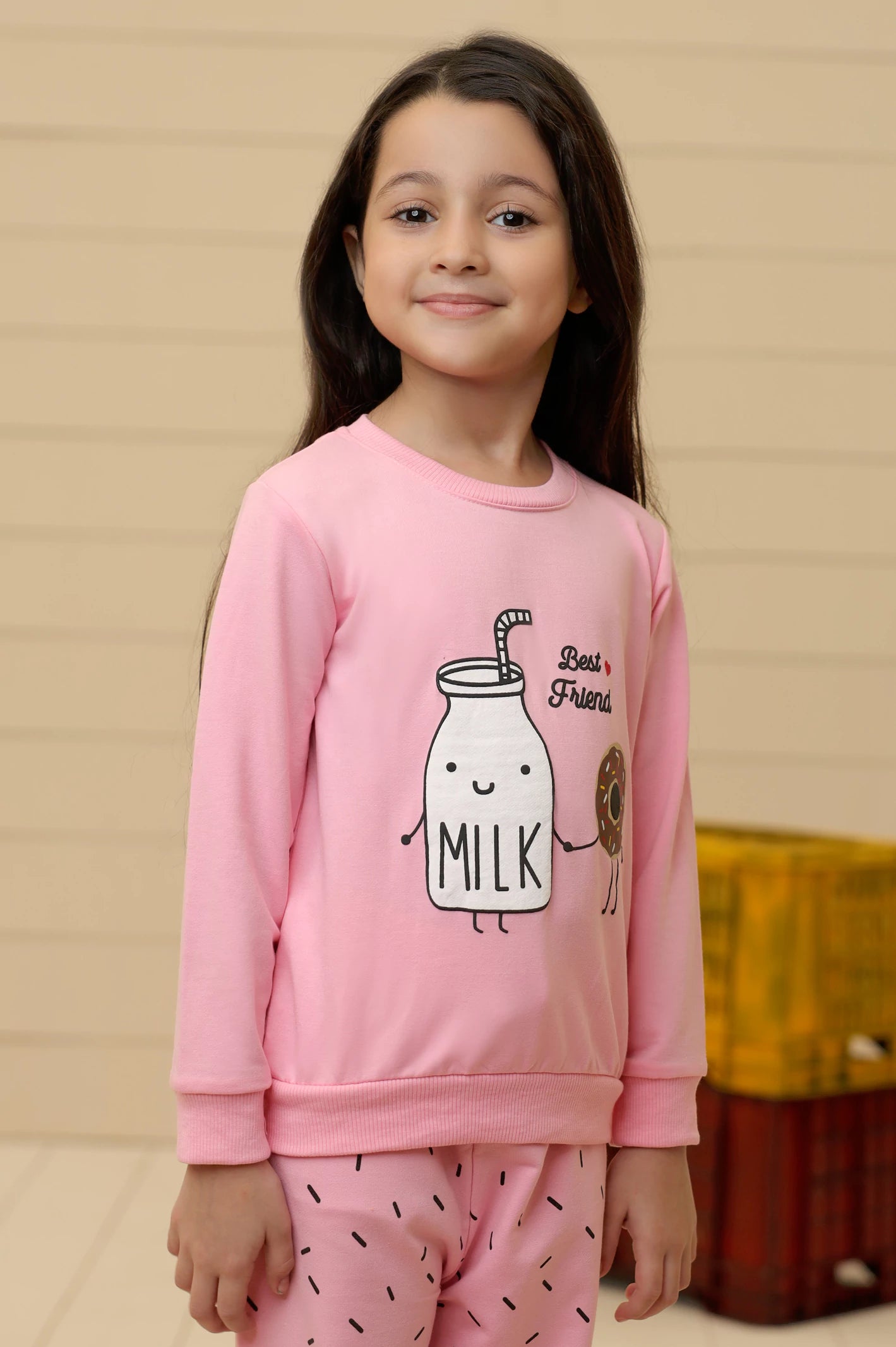 Pink Girls Sweatshirt with Trouser From Diners