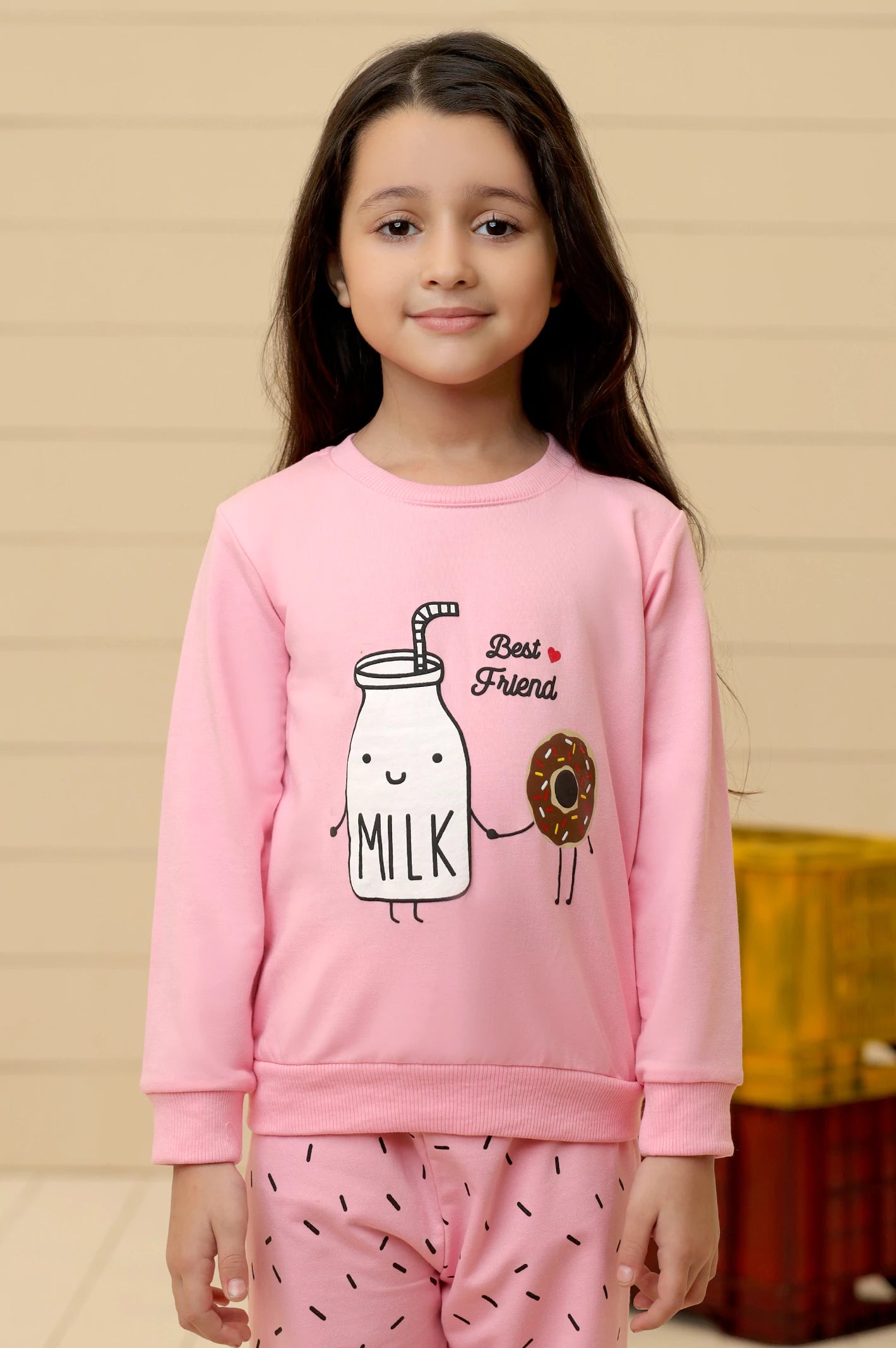 Pink Girls Sweatshirt with Trouser From Diners