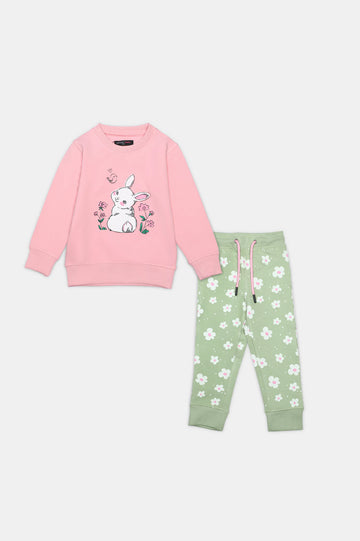 Bunny Graphic Printed Girls Night Suit