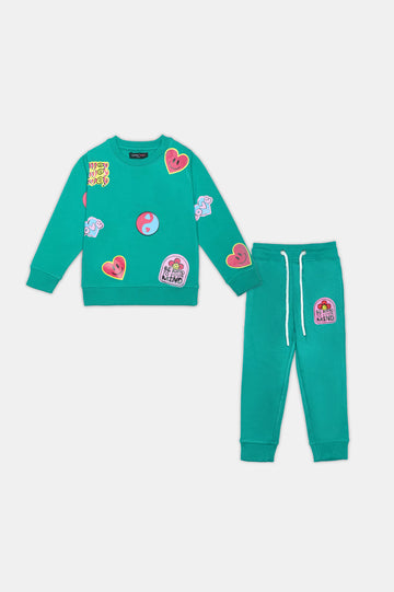 Graphic Print Girls Sweatshirt With Trouser