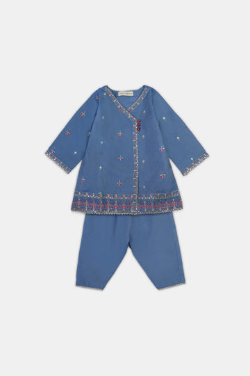 Blue Embroidered Infant 2PC
