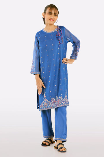 Blue Embroidered Girls 2PC