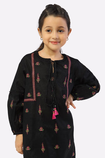 Black Embroidered Girls Kurti