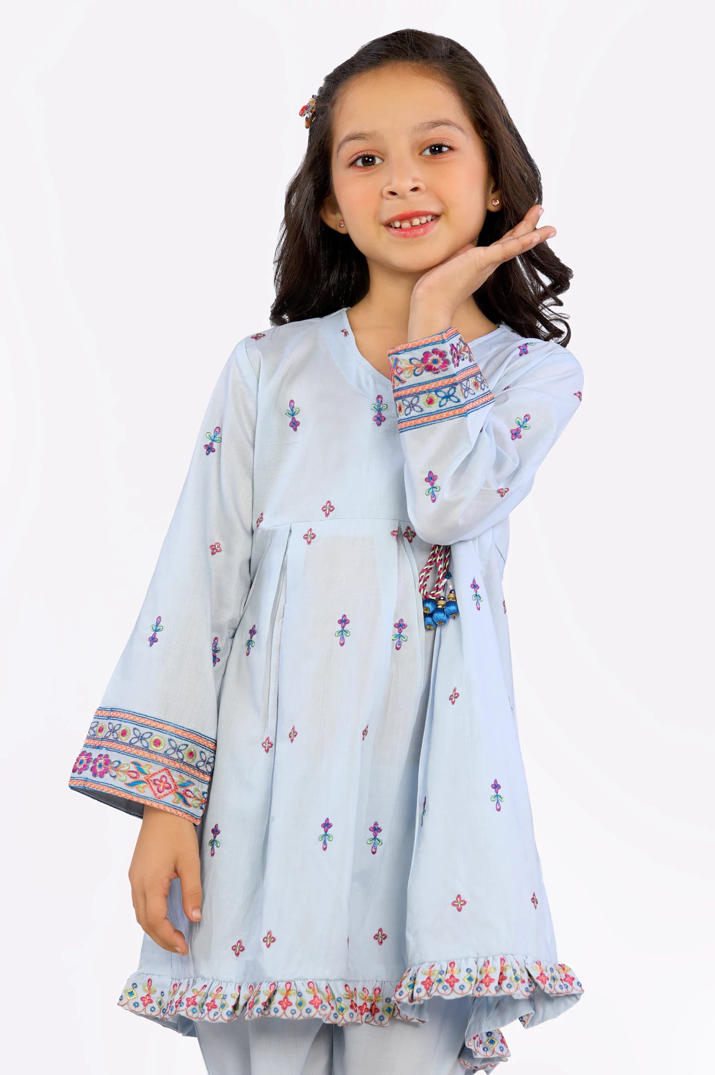 Cambric Embroidered Girls 2PC Suit From Diners