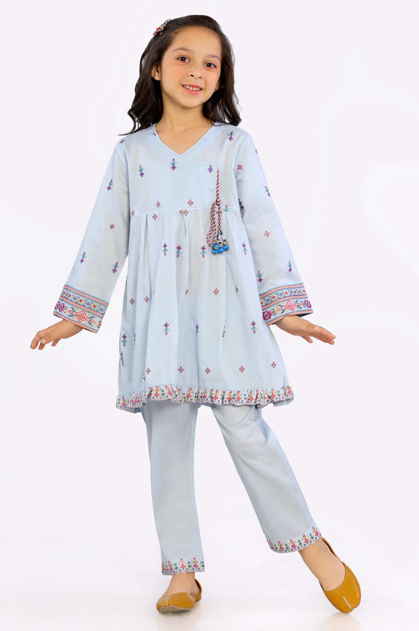 Cambric Embroidered Girls 2PC Suit From Diners