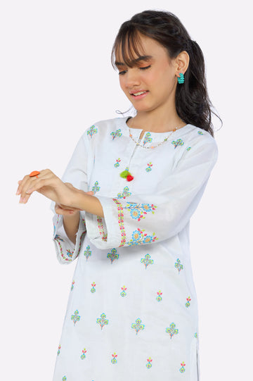 Blue Embroidered Girls 2PC