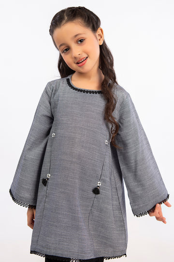 Black Chambray Girls Kurti