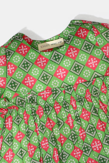 Green Printed Infant 2PC