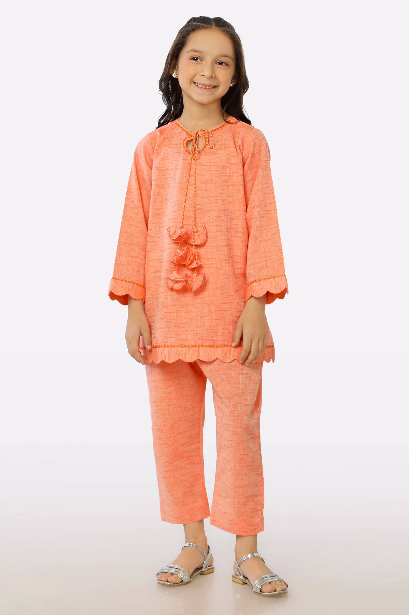 Orange Crosshatch Girls 2PC Suit From Diners