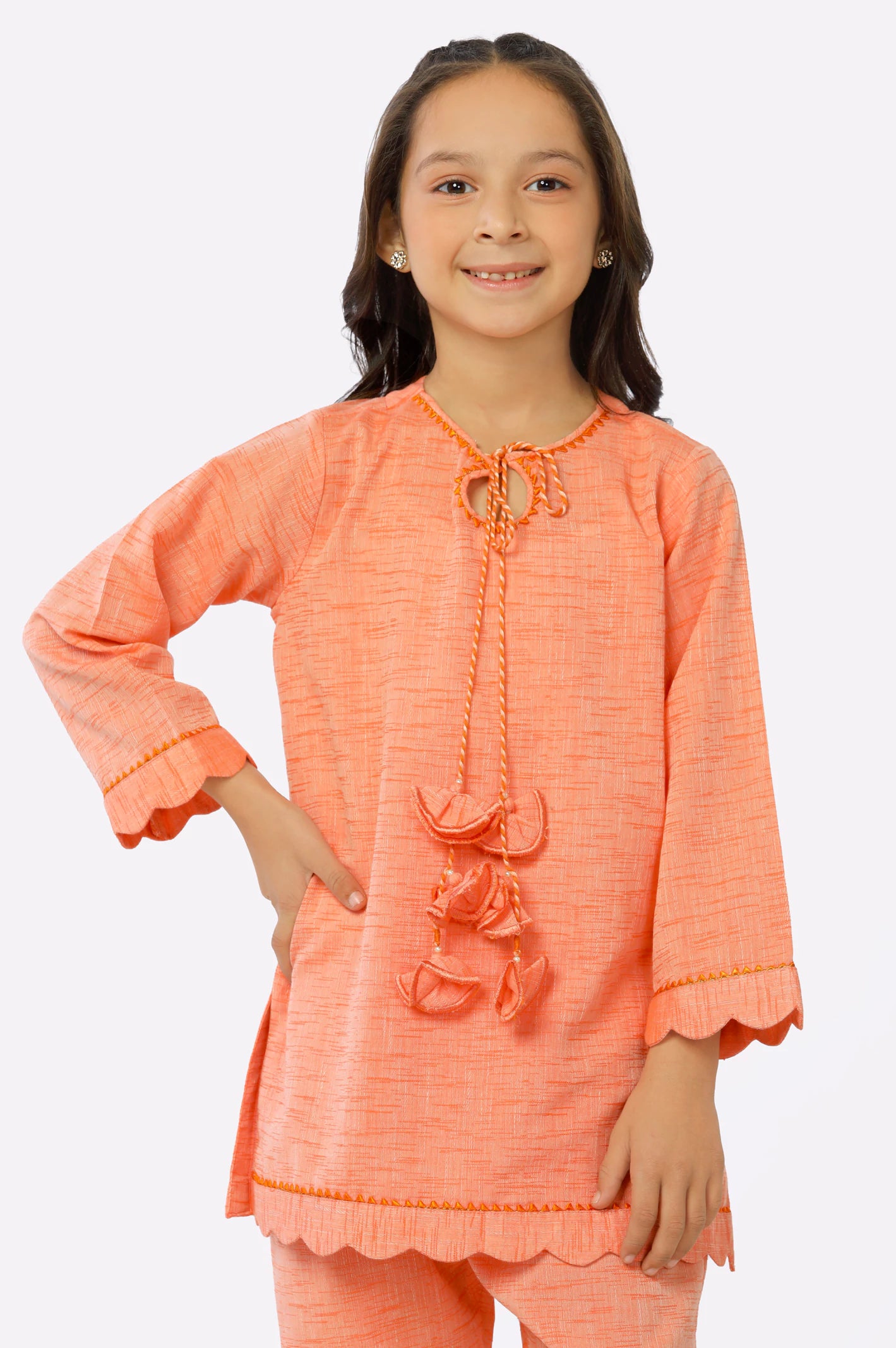 Orange Crosshatch Girls 2PC Suit From Diners