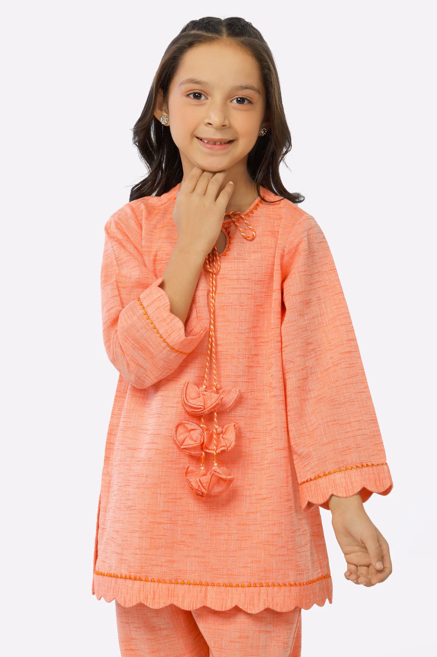 Orange Crosshatch Girls 2PC Suit From Diners