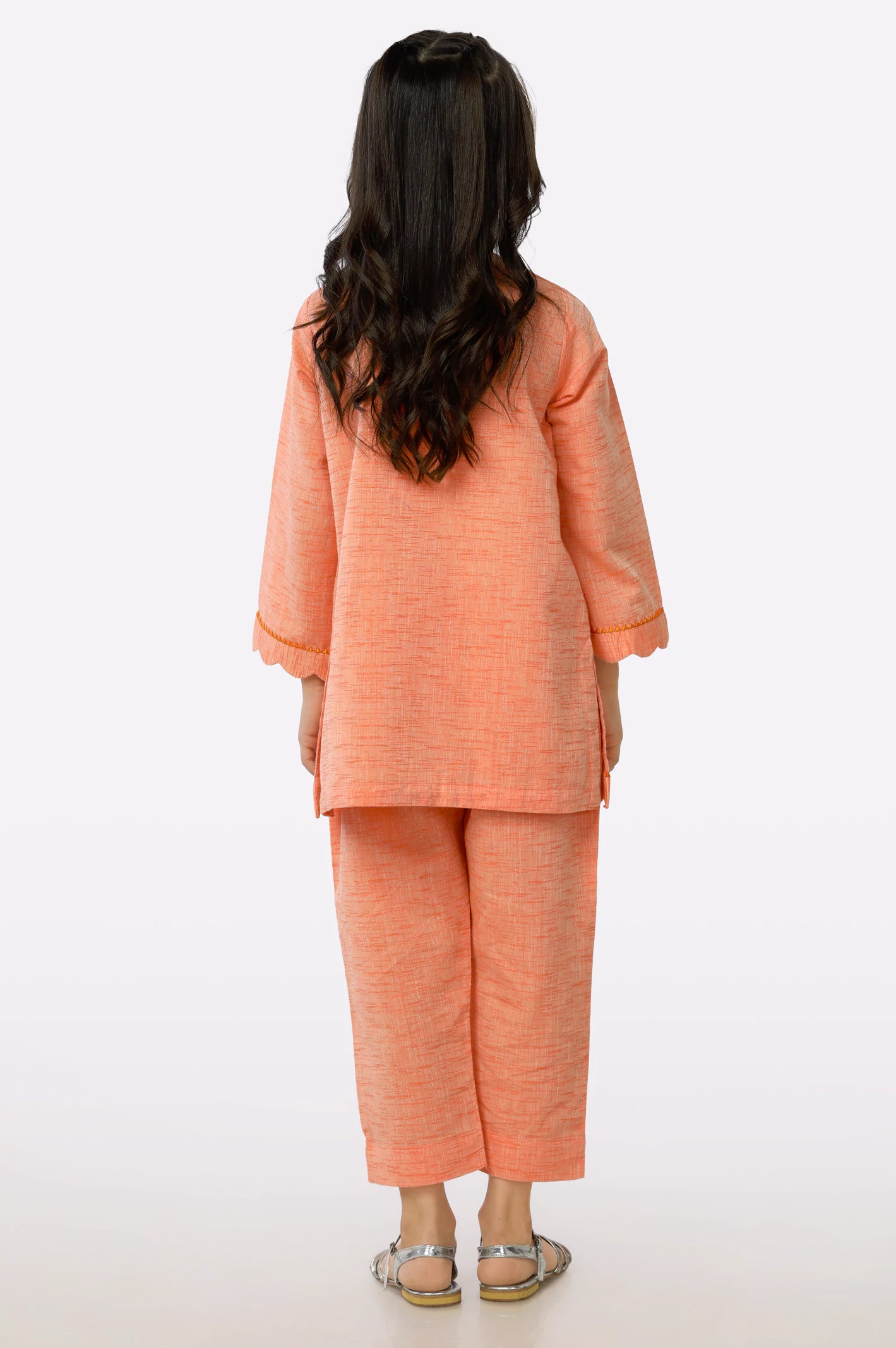 Orange Crosshatch Girls 2PC Suit From Diners