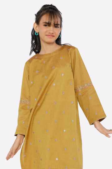 Mustard Embroidered Girls 2PC