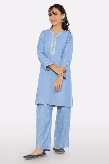 Blue Embroidered Girls 2PC