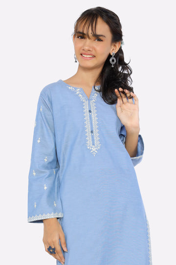 Blue Embroidered Girls 2PC