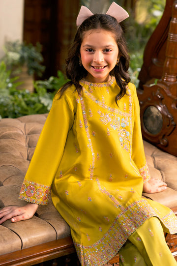 Yellow Embroidered Girls 2PC