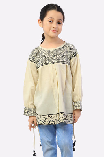 Beige Stylised Girls Kurti