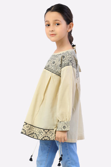 Beige Stylised Girls Kurti