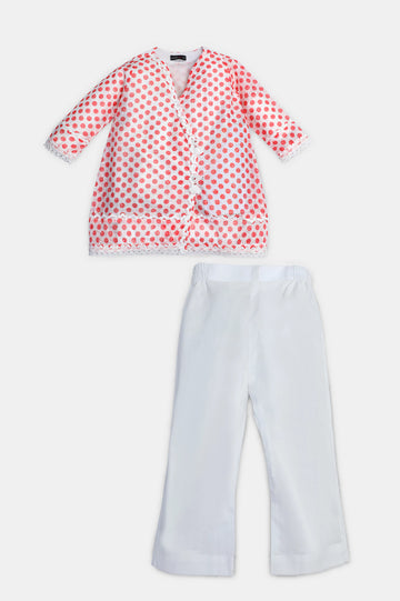 White Printed Girls 2PC