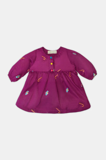 Purple Embroidered Infant Kurti