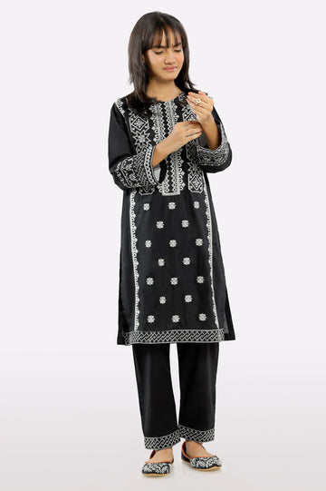 Black Embroidered Girls 2PC