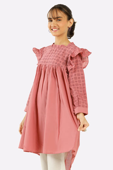 Pink Stylised Girls Kurti