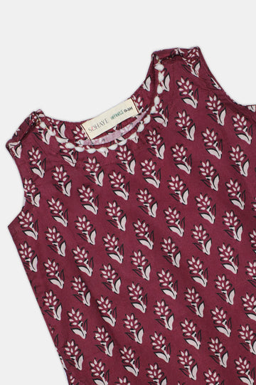 Purple Printed Infant Kurti
