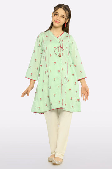 Light Green Printed Girls Kurti