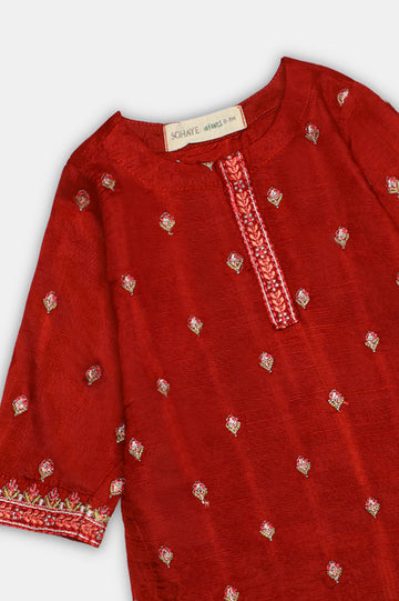 Red Embroidered Infant 2PC