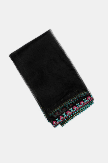 Embroidered Raw Silk-Black Infant 3PC