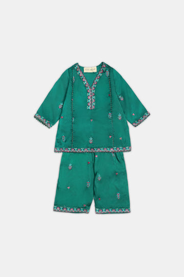 Green Embroidered Infant 3PC