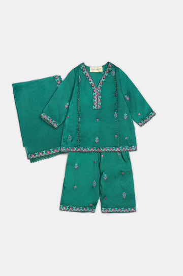 Green Embroidered Infant 3PC