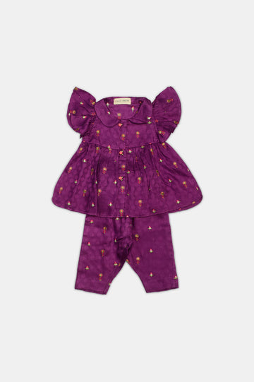 Purple Embroidered Infant 2PC
