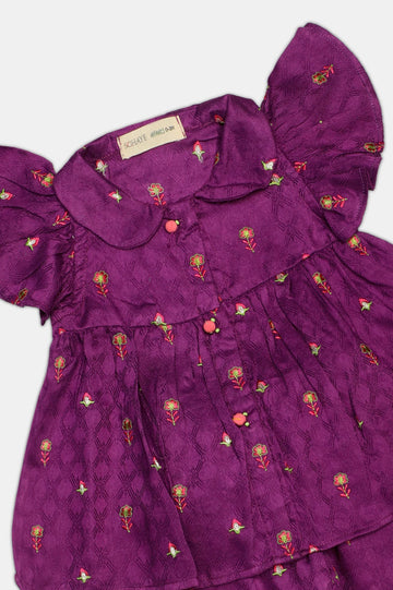 Embroidered Dobby-Purple Infant 2PC