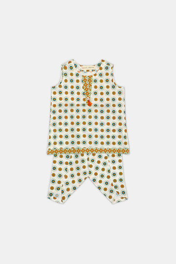 White Printed Infant 2PC