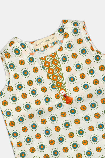 White Printed Infant 2PC