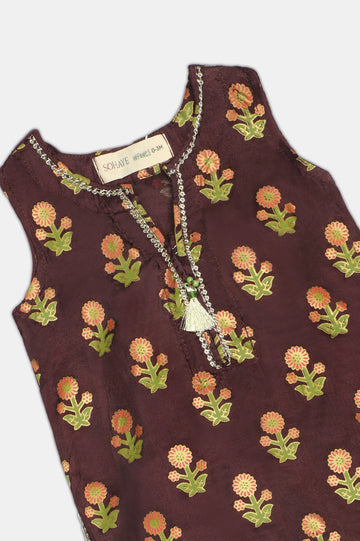 Brown Printed Infant 2PC